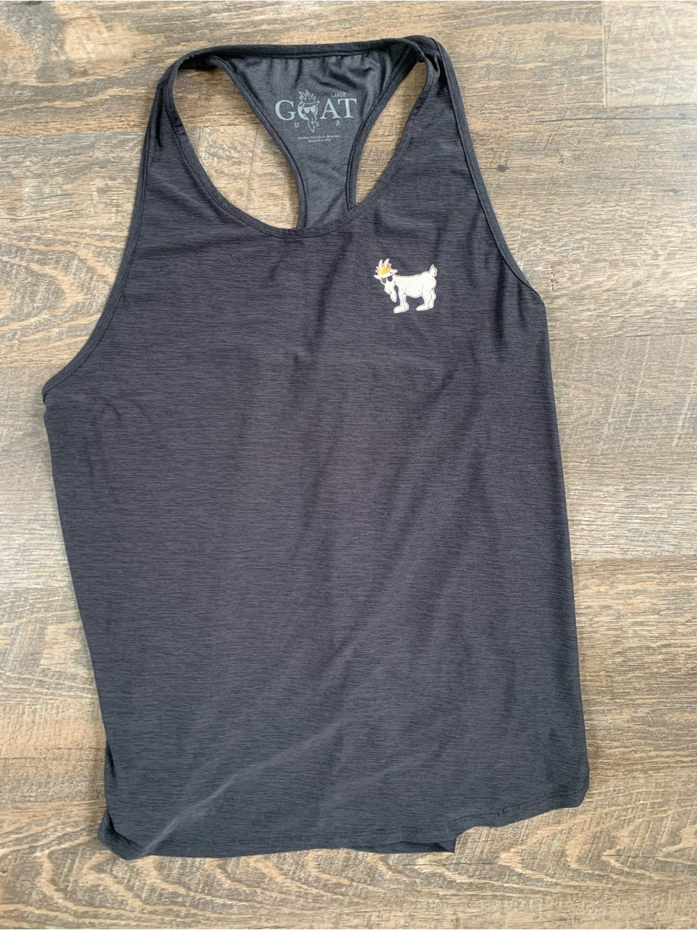 GOAT USA Charcoal Gray Racerback Tank with Small Goat Logo